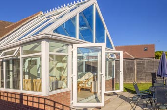 Large white conservatory from outside